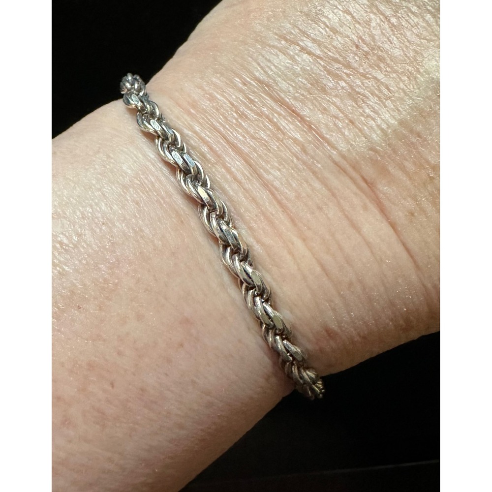 Milor Sterling Silver Rope Chain Bracelet 7" - Picture 6 of 6